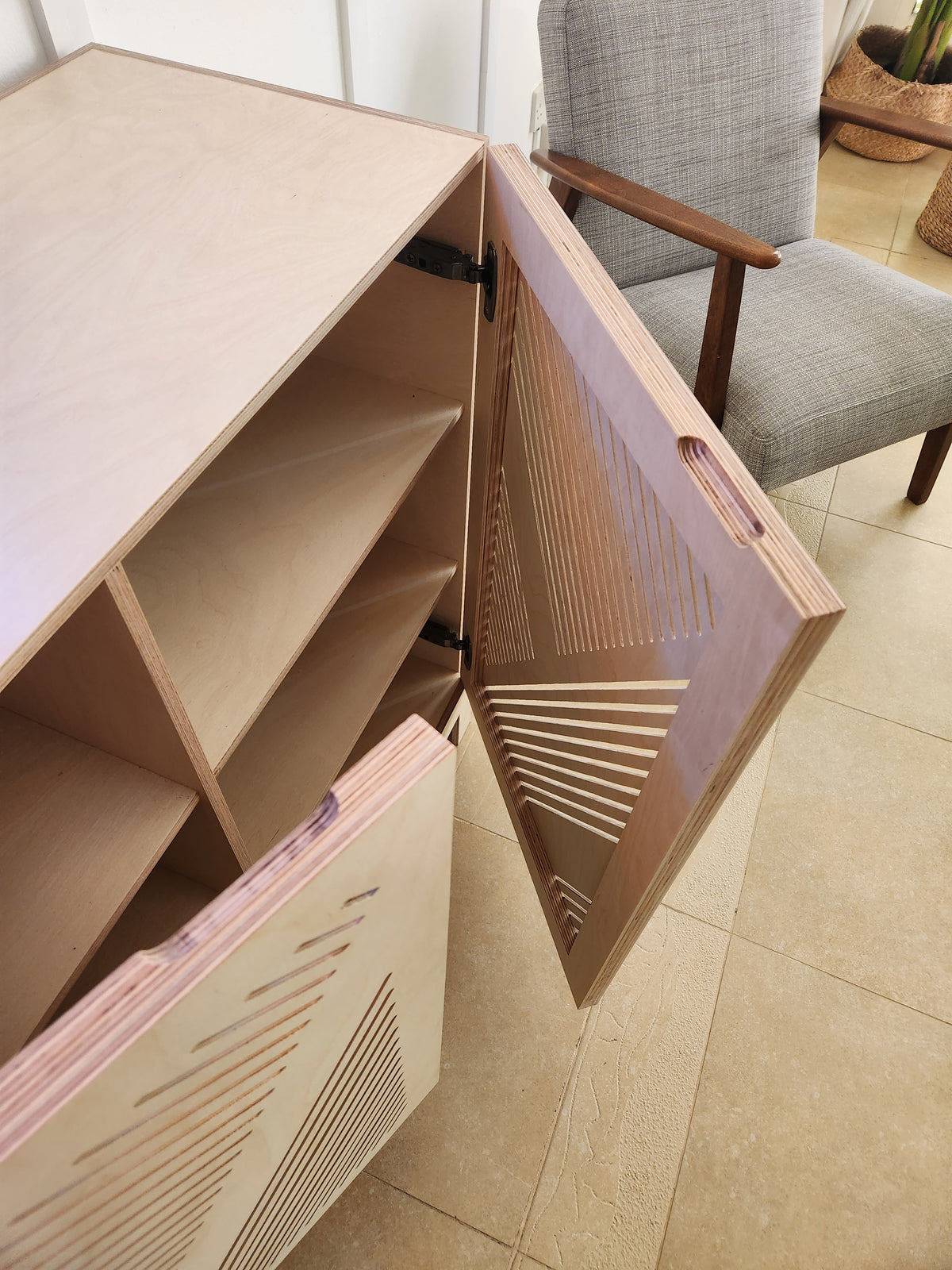 Eclectic Soul Sideboard, a birch plywood sideboard with geometric texture — view 6