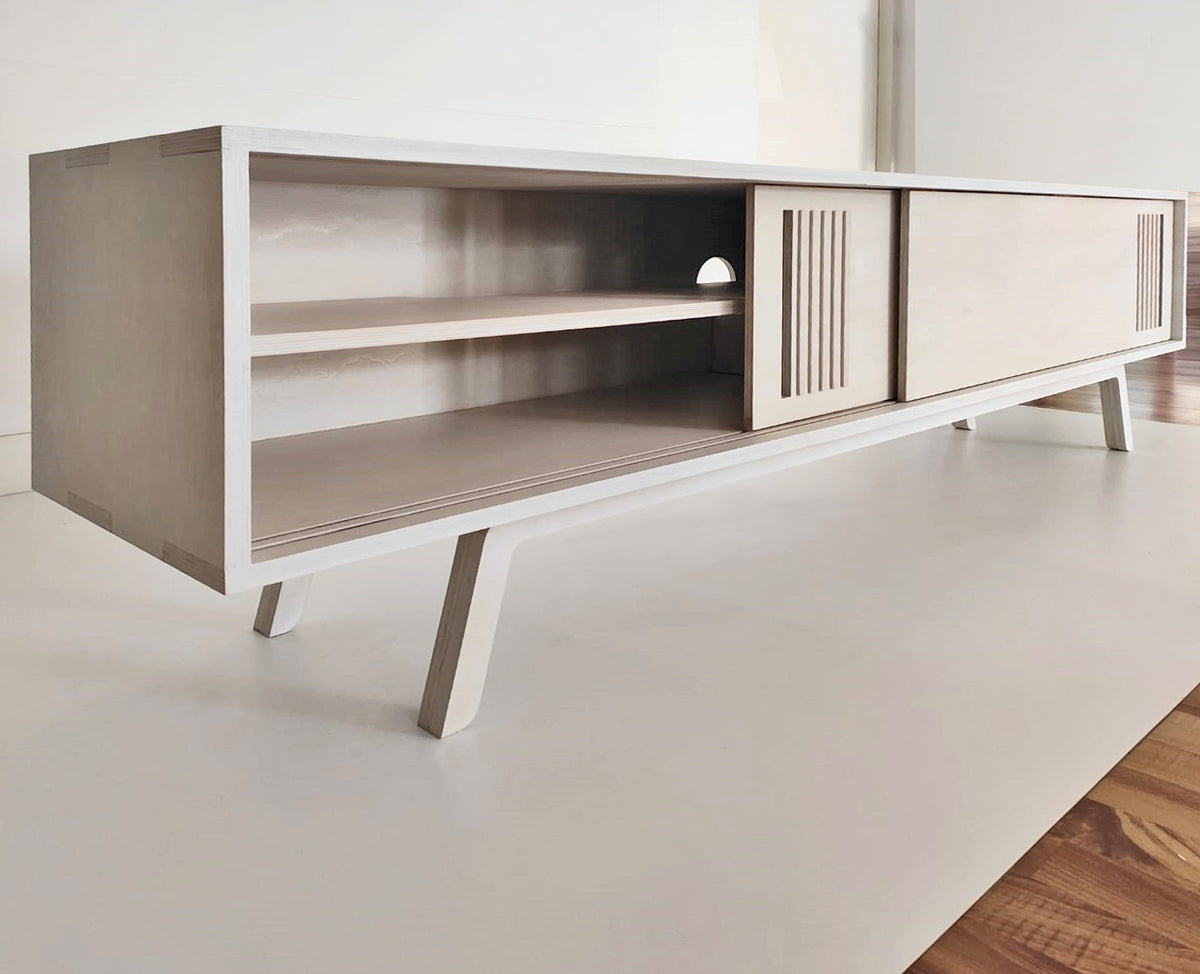 Sammy Credenza, a retro birch plywood credenza and TV console — view 3