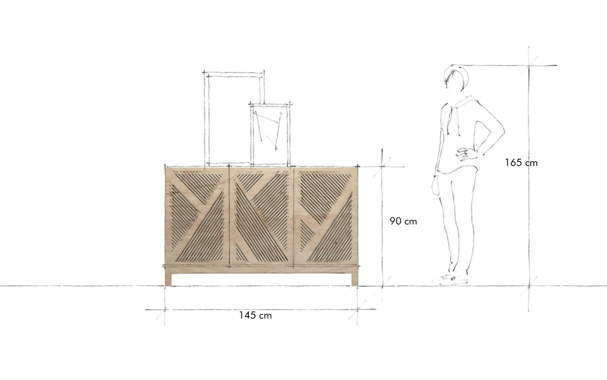 Eclectic Soul Sideboard, a birch plywood sideboard with geometric texture — view 9