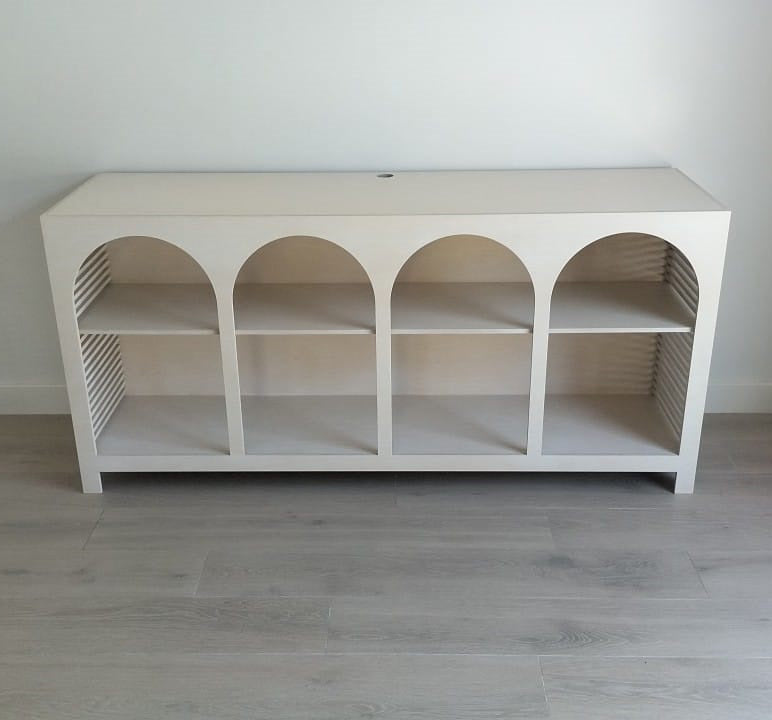Jeffrey Sideboard, an open birch plywood sideboard with arched front — view 12