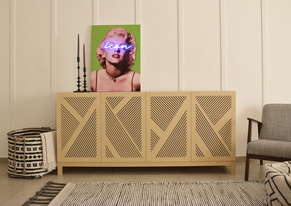 Eclectic Soul Sideboard, a birch plywood sideboard with geometric texture — view 3