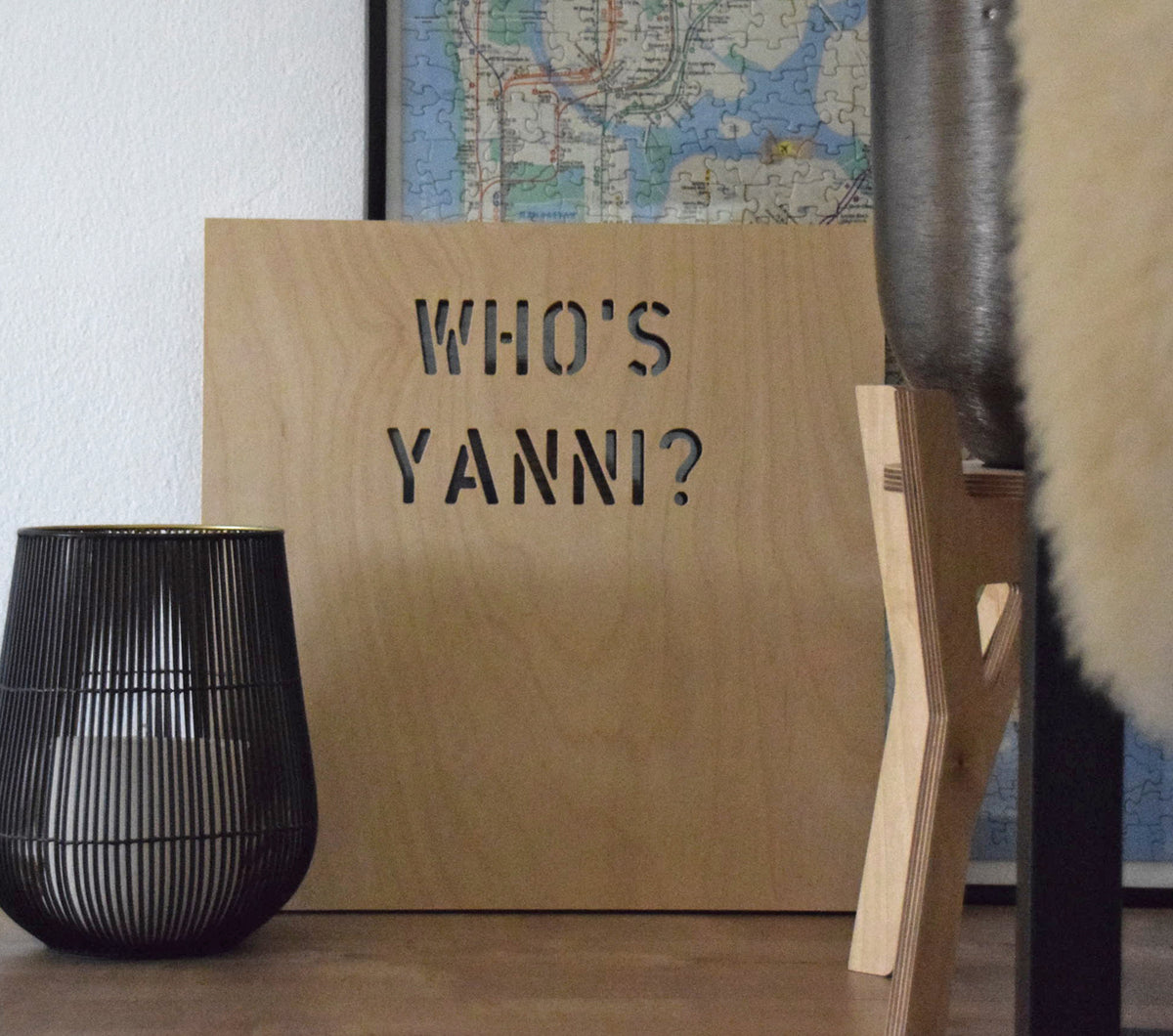 Yanni Plaque, a birch plywood wall plaque and serving tray, handmade in Dubai by Plyconcept