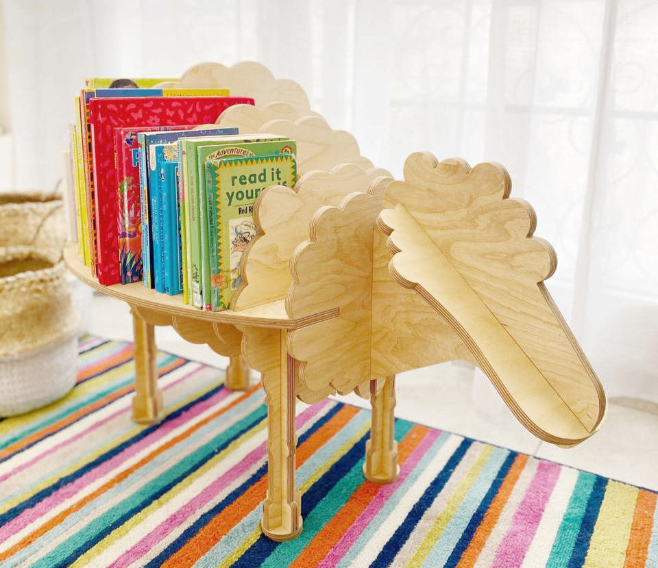 Sheep Bookcase, a sheep-shaped birch plywood children's bookcase — view 2