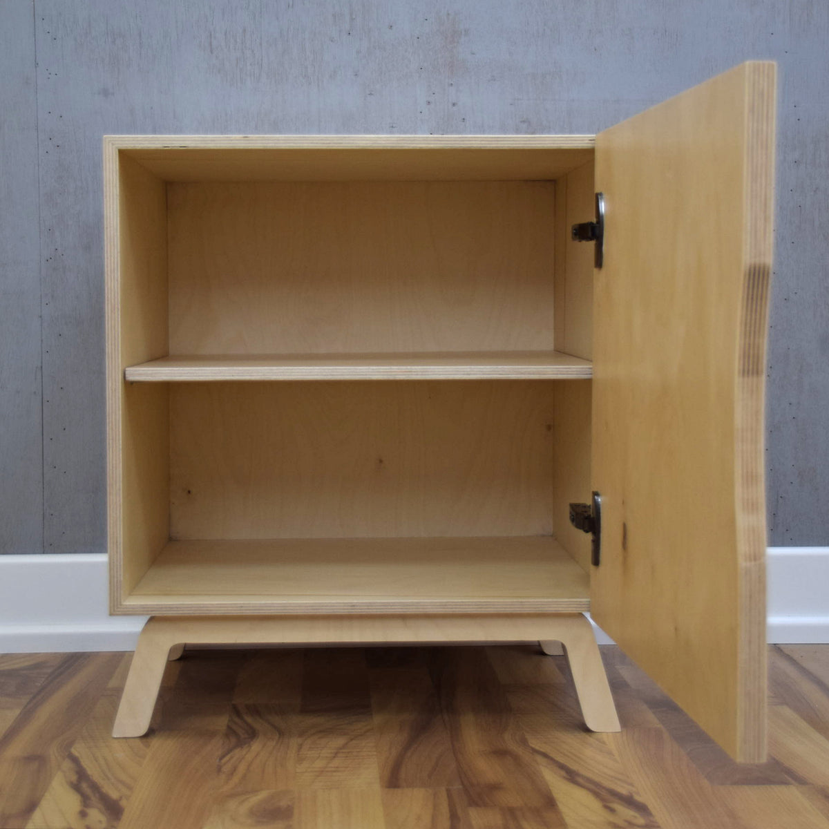 Penelope Bedside Table in birch plywood, with internal shelf and soft-close door — view 5