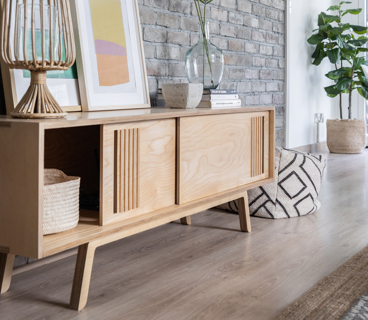 Sammy Credenza, a retro birch plywood credenza and TV console — view 6
