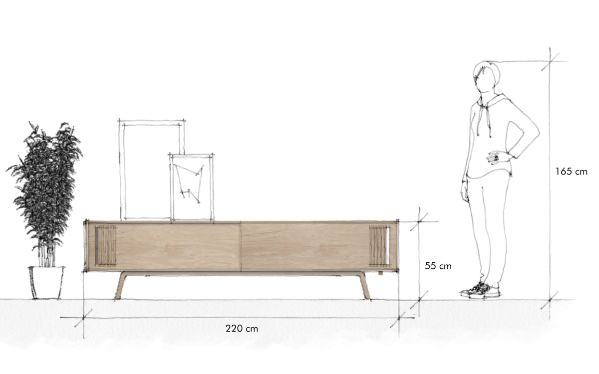 Sammy Credenza, a retro birch plywood credenza and TV console — view 8