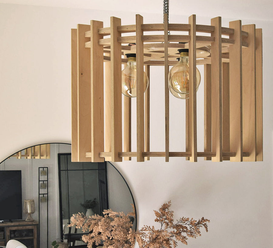 Celeste pendant lamp in slatted birch plywood