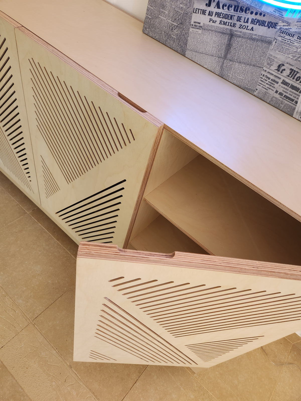 Eclectic Soul Sideboard, a birch plywood sideboard with geometric texture — view 4