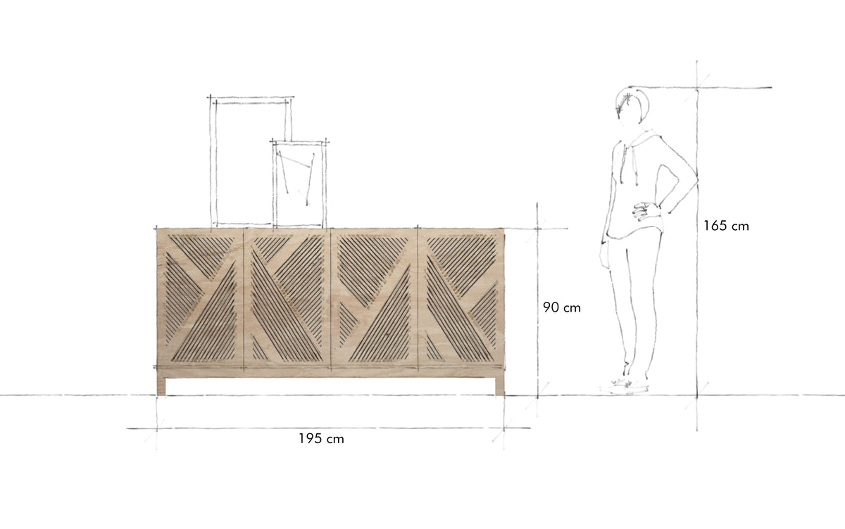 Eclectic Soul Sideboard, a birch plywood sideboard with geometric texture — view 8