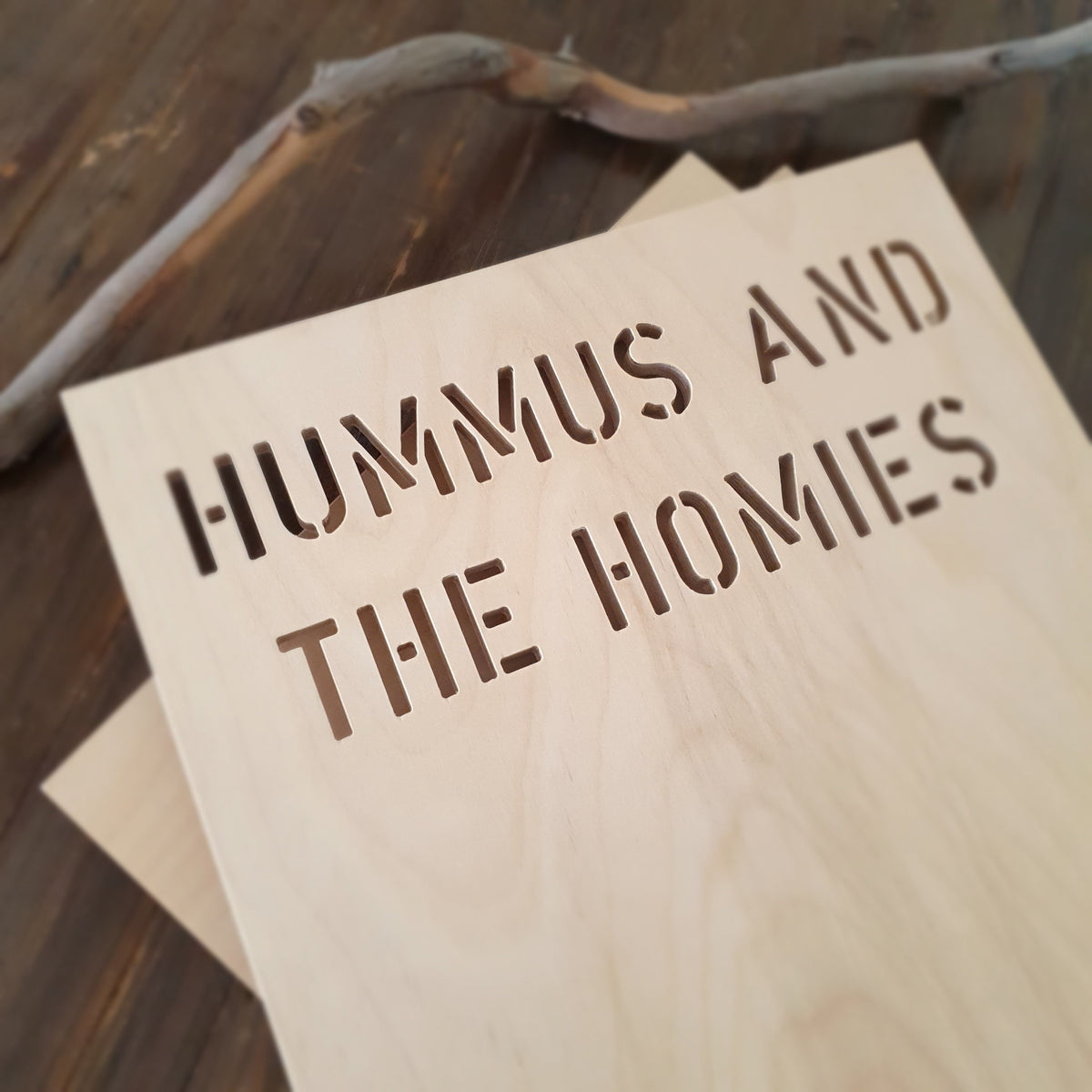 Hummus Plaque, a birch plywood wall plaque and serving tray — view 4