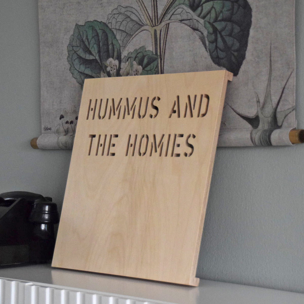 Hummus Plaque, a birch plywood wall plaque and serving tray — view 2