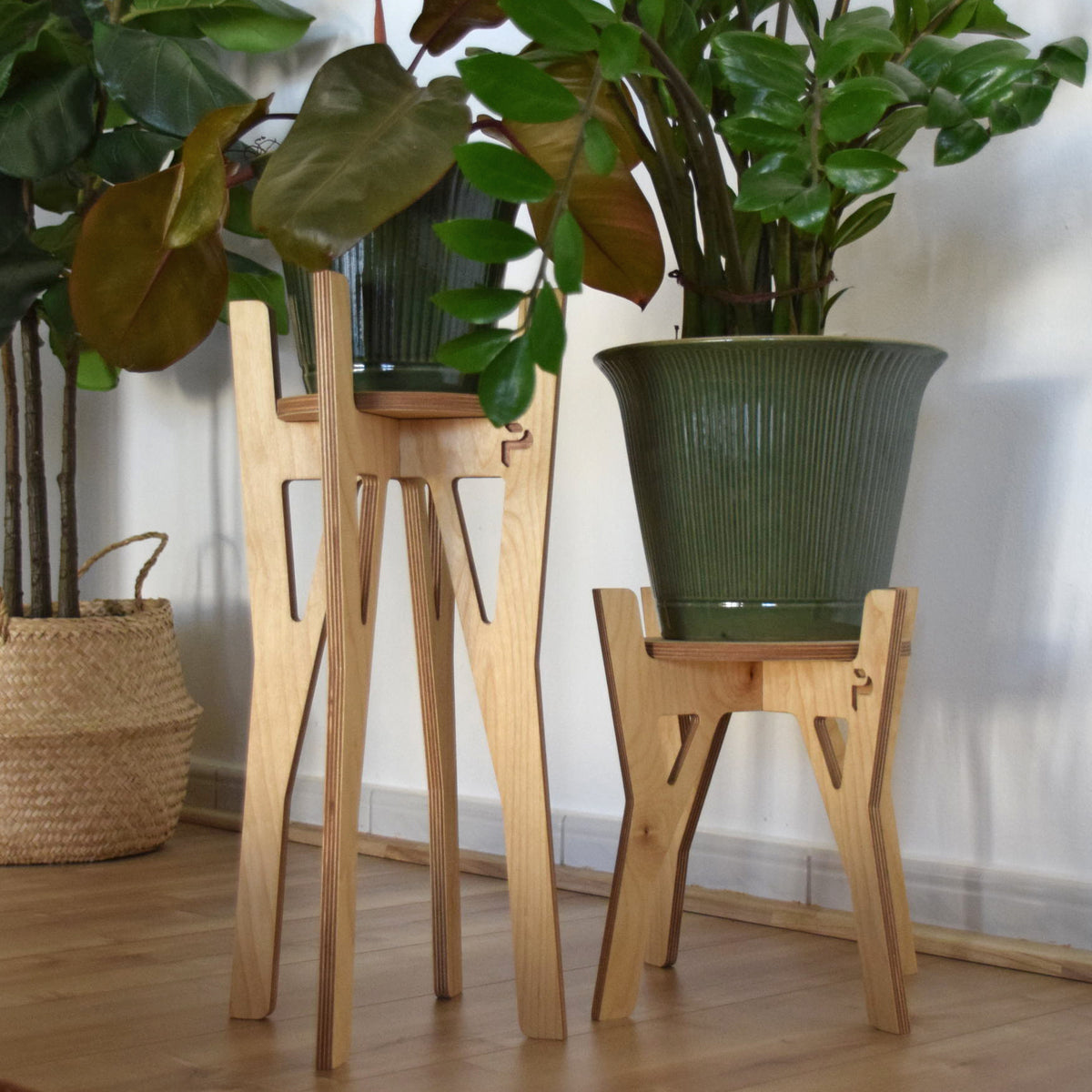 Plant Stands Petite, a set of two birch plywood plant stands — view 2