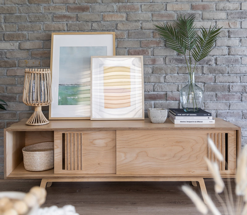 Sammy Credenza, a retro birch plywood credenza and TV console, handmade in Dubai by Plyconcept