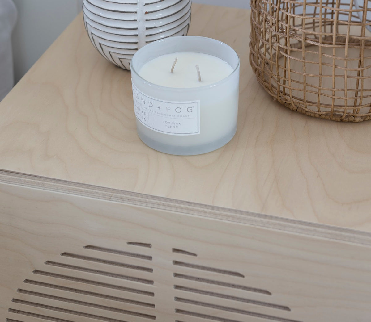 Penelope Bedside Table in birch plywood, with internal shelf and soft-close door — view 3