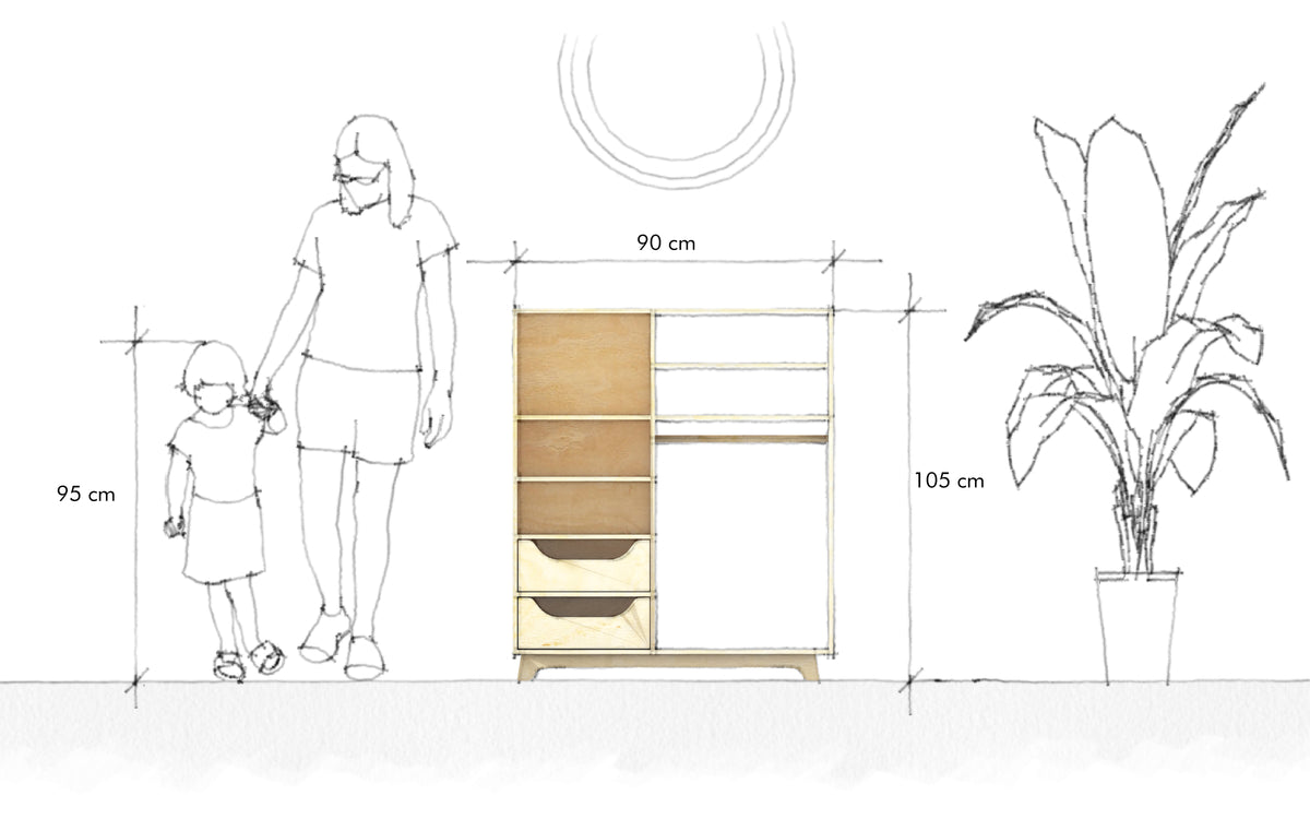 Sofi Wardrobe, a Montessori birch plywood children's wardrobe — view 3