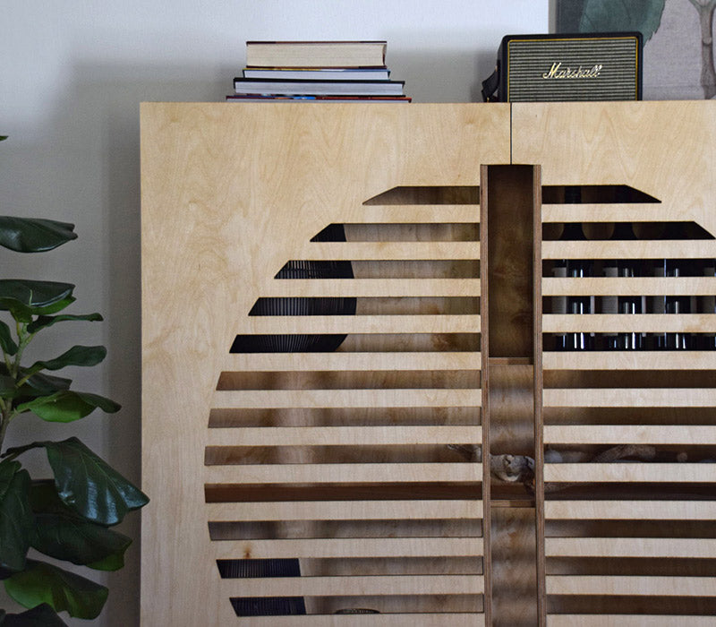 Zoe Side Cabinet, a birch plywood cabinet with end-grain slatted doors — view 14