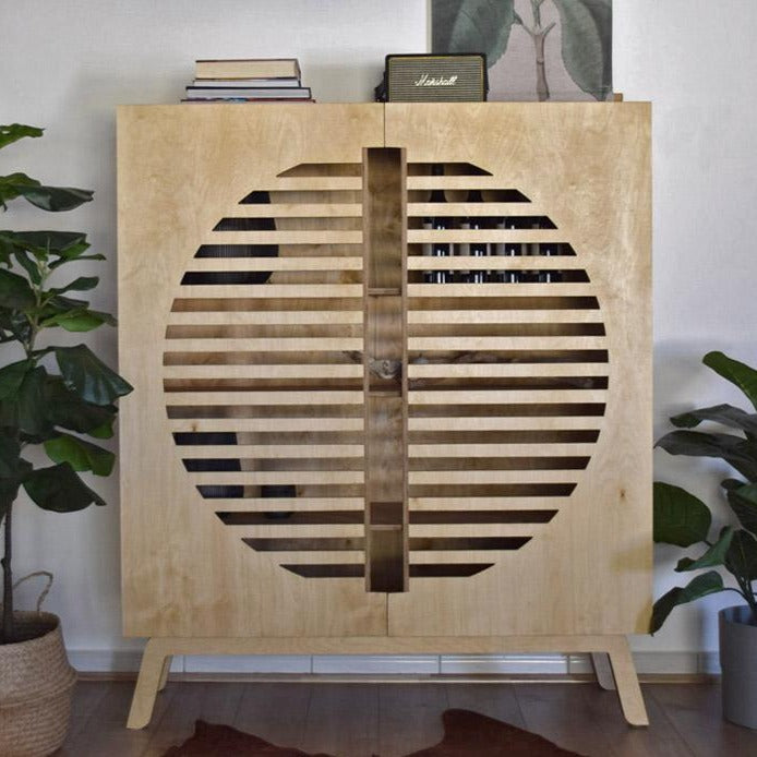 Zoe Side Cabinet, a birch plywood cabinet with end-grain slatted doors — view 9